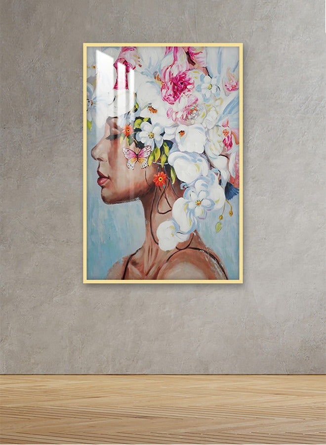 ماركتنا لوحة جدارية120×80سم مع برواز ذهبي وطبقة اكريلك شفاف بتصميم امرآة - Image 1