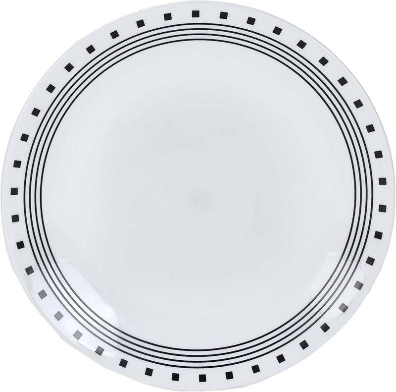 كوريل 1 طقم عشاء Corelle 18 قطعة من زجاج Vitrelle بتصميم City Block مقاوم للرقائق والكسر، لـ 6 أشخاص، أسود - Image 3