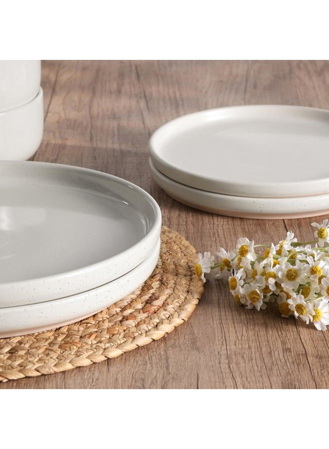 HaWare Stoneware Dinnerware Sets, 12-Piece Plates and Bowls Set for 4, Dishes Set for Home Restaurant, Speckled Milky White - Image 3