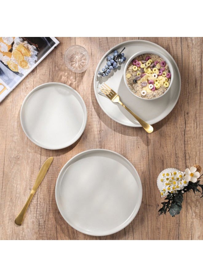 HaWare Stoneware Dinnerware Sets, 12-Piece Plates and Bowls Set for 4, Dishes Set for Home Restaurant, Speckled Milky White - Image 5