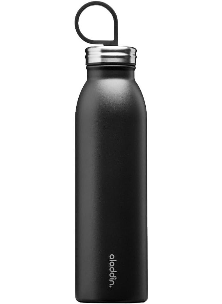 علاء الدين زجاجة مياه ثيرمافاك المبردة من الفولاذ المقاوم للصدأ من علاء الدين سعة 0.55 لتر باللون الأسود غير اللامع - زجاجة مياه معزولة بفراغ مزدوج وقابلة لإعادة الاستخدام | يحافظ على البرودة لمدة 9 ساعات | - Image 1