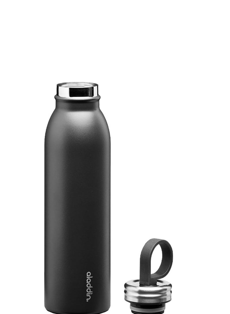 علاء الدين زجاجة مياه ثيرمافاك المبردة من الفولاذ المقاوم للصدأ من علاء الدين سعة 0.55 لتر باللون الأسود غير اللامع - زجاجة مياه معزولة بفراغ مزدوج وقابلة لإعادة الاستخدام | يحافظ على البرودة لمدة 9 ساعات | - Image 3