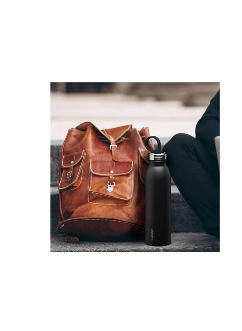 علاء الدين زجاجة مياه ثيرمافاك المبردة من الفولاذ المقاوم للصدأ من علاء الدين سعة 0.55 لتر باللون الأسود غير اللامع - زجاجة مياه معزولة بفراغ مزدوج وقابلة لإعادة الاستخدام | يحافظ على البرودة لمدة 9 ساعات | - Image 5