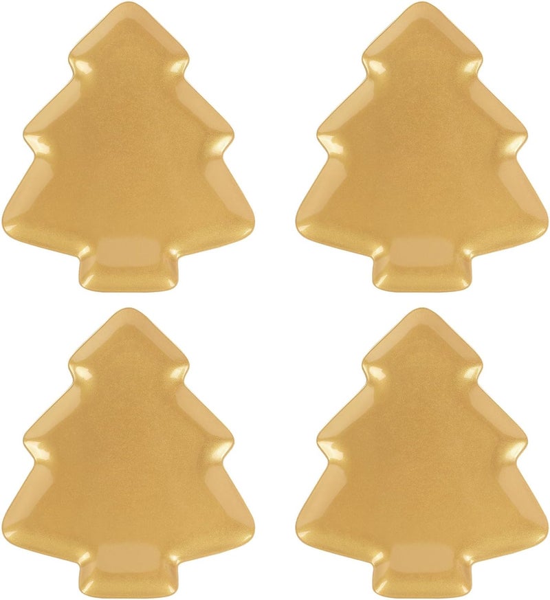 UP UPware Regal Gold Christmas Tree Shaped Melamine Dinner Plates Festive Holiday Party Plates Christmas Decor for Festive Meals Snacks and Desserts Gold 1075 x 95 Inch Set of 4 - Image 1