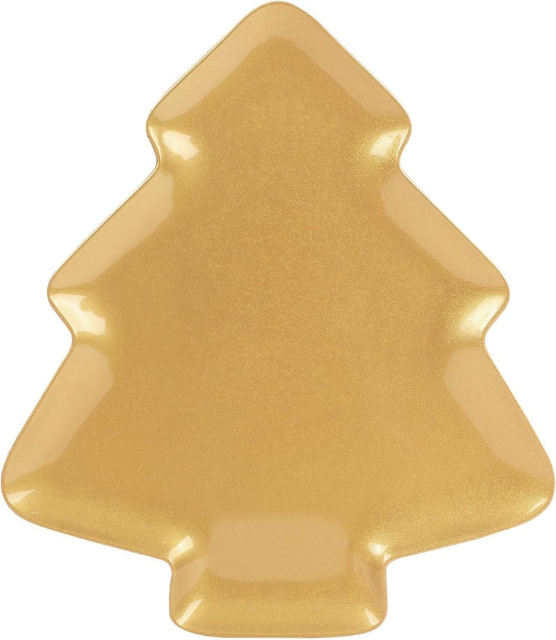 UP UPware Regal Gold Christmas Tree Shaped Melamine Dinner Plates Festive Holiday Party Plates Christmas Decor for Festive Meals Snacks and Desserts Gold 1075 x 95 Inch Set of 4 - Image 4
