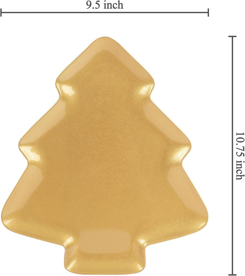 UP UPware Regal Gold Christmas Tree Shaped Melamine Dinner Plates Festive Holiday Party Plates Christmas Decor for Festive Meals Snacks and Desserts Gold 1075 x 95 Inch Set of 4 - Image 2