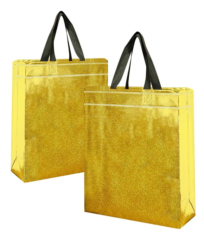 little PANDA Gift Bags Shopping Bag with Handle Carry Bag for Wedding Return Gifts Reusable Material Shiny Metallic Tote Bag Grocery Bags Shiny Golden