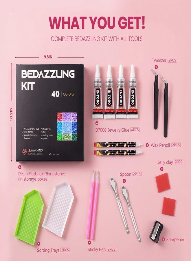 About life Bedazzling Kit 50000 Pcs 40 Colors, Rhinestones for Bedazzling Gems, 3mm Bedazzle Resin Rhinestone Set, Badazzle Kit with 4 B7000 Jewelry Glue, Tools for DIY Nail Art, Crafts Gifts, Clothes, Tumblers - Image 3