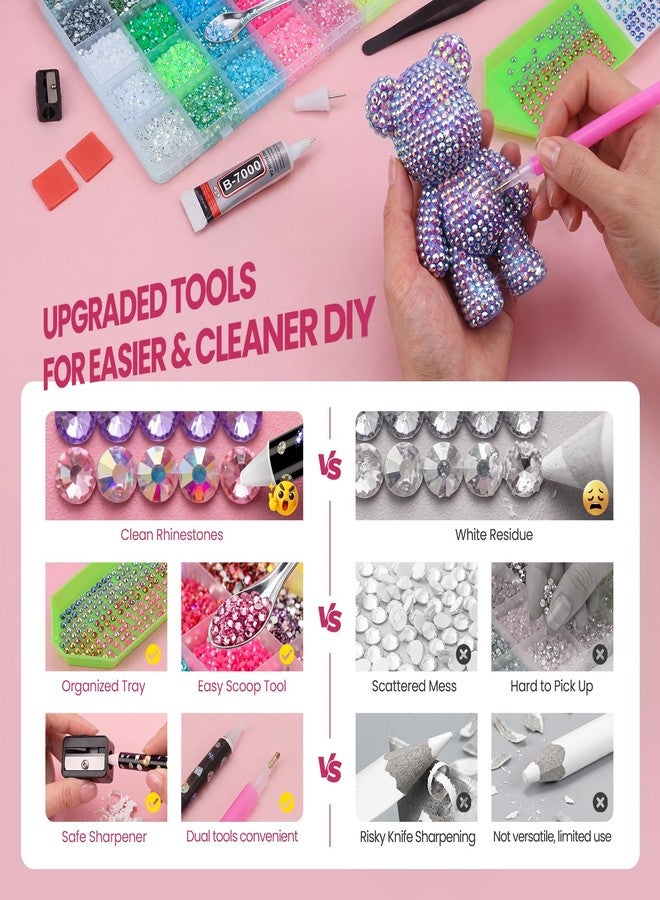 About life Bedazzling Kit 50000 Pcs 40 Colors, Rhinestones for Bedazzling Gems, 3mm Bedazzle Resin Rhinestone Set, Badazzle Kit with 4 B7000 Jewelry Glue, Tools for DIY Nail Art, Crafts Gifts, Clothes, Tumblers - Image 4