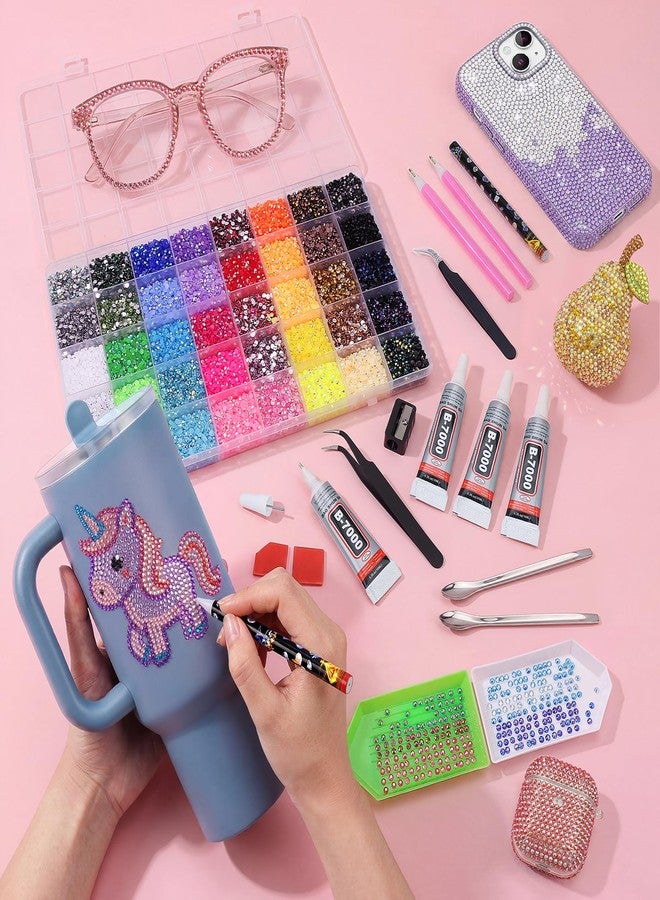 About life Bedazzling Kit 50000 Pcs 40 Colors, Rhinestones for Bedazzling Gems, 3mm Bedazzle Resin Rhinestone Set, Badazzle Kit with 4 B7000 Jewelry Glue, Tools for DIY Nail Art, Crafts Gifts, Clothes, Tumblers - Image 2