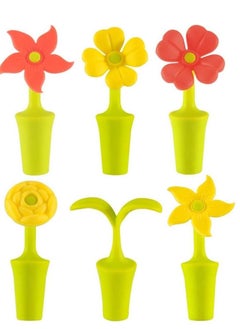 Y&D Wine Stopper Stoppers For Bottles Food-Grade Silicone Corks Reusable Bottle Cover Cute Colorful Flowerswine Decorative BPA Free 6 Pcs  - Image 1