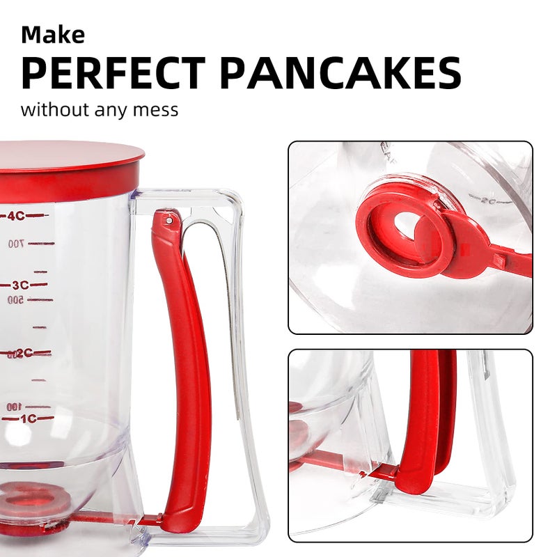 Yieobel Batter separator Cupcakes Pancakes Cookie Cake Waffles Batter Dispenser cookie separator batter Cream Speratator Cup Measuring Baking Tools (red) - Image 4