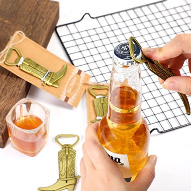 12 Pcs Cowboy Boot Metal Bottle Openers Baby Shower Favors Stainless Steel Bottle Openers for Wedding Anniversary, Bronze - Image 4