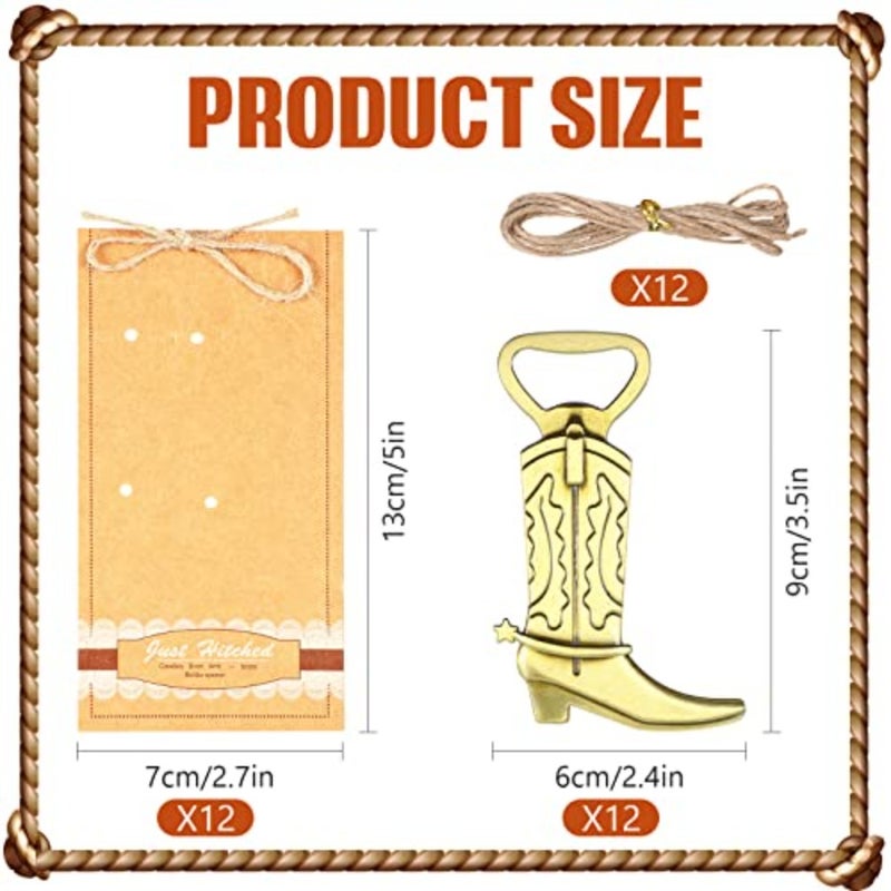 12 Pcs Cowboy Boot Metal Bottle Openers Baby Shower Favors Stainless Steel Bottle Openers for Wedding Anniversary, Bronze - Image 2