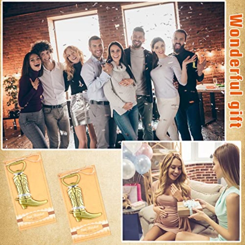 12 Pcs Cowboy Boot Metal Bottle Openers Baby Shower Favors Stainless Steel Bottle Openers for Wedding Anniversary, Bronze - Image 3