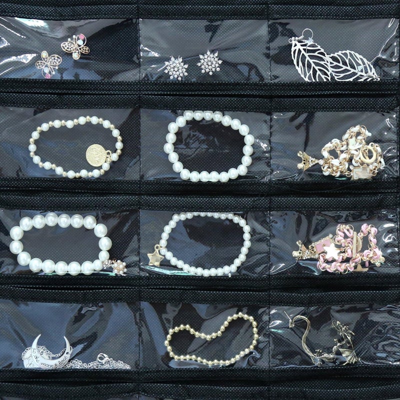 Blendmix Hanging Jewelry Organizer 48-Pocket Dual-sided Jewelry Storage for Jewelry Earring Necklace Bracelet Ring Storage Travel Holder, BLACK - Image 3