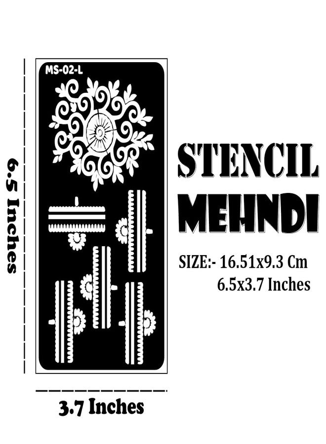 Komstec Traditional Flower and Circle Design Henna Stencil for Hands | Easy-to-Use Henna Mehndi Stencil Sticker for Girl and Women - Image 4