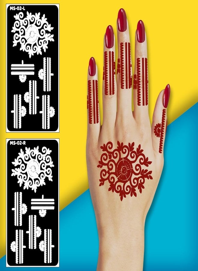 Komstec Traditional Flower and Circle Design Henna Stencil for Hands | Easy-to-Use Henna Mehndi Stencil Sticker for Girl and Women - Image 5