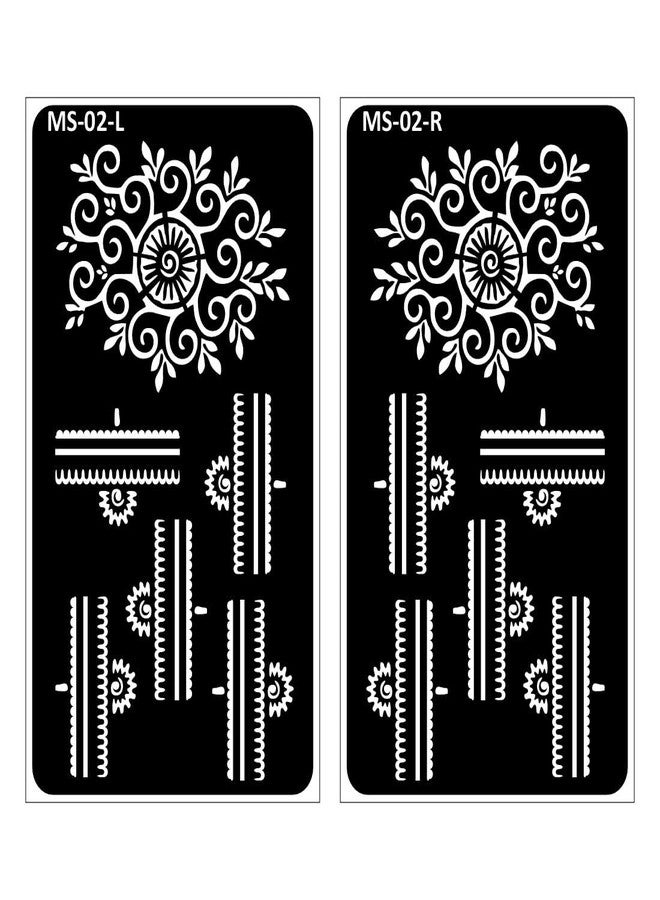 Komstec Traditional Flower and Circle Design Henna Stencil for Hands | Easy-to-Use Henna Mehndi Stencil Sticker for Girl and Women - Image 2
