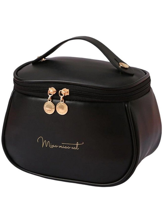 ARLICORPING Large Capacity Cosmetic Bag Travel Bag, Women's Makeup Travel Bag Portable Leather s Bag (Black (Medium)), 11 Centimeters - Image 1