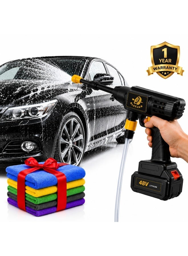 Alayjah, 1 Year Warranty, 5 Gift Microfibers, Rechargeable Washing Gun,  Free Fast Delivery, 5M Hose, 48V, For Car AC Floor Cleaning 10200230 - Image 1