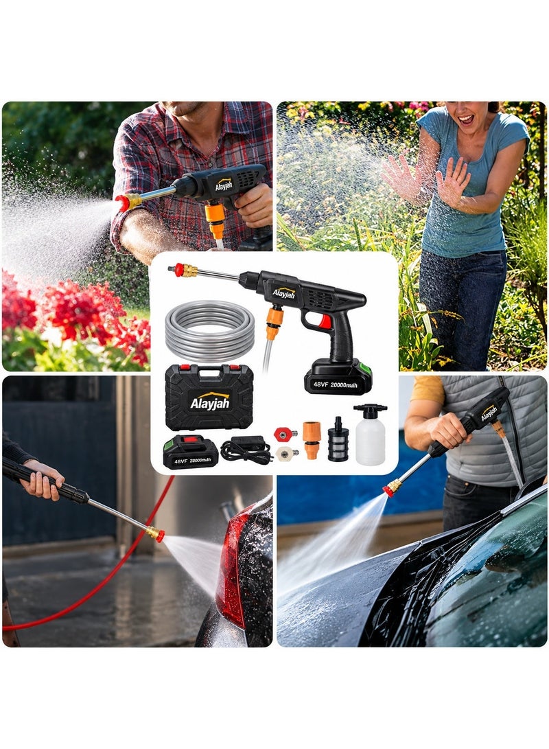 Alayjah 1-Year Warranty, Rechargeable Car Washing Gun with 2 Free Microfiber Cloths, High-Pressure Cordless Portable Electric Pressure Washer, 20,000mAh Battery, 98VF, 5M Hose, Free Next-Day Delivery, 10200230 - Image 4