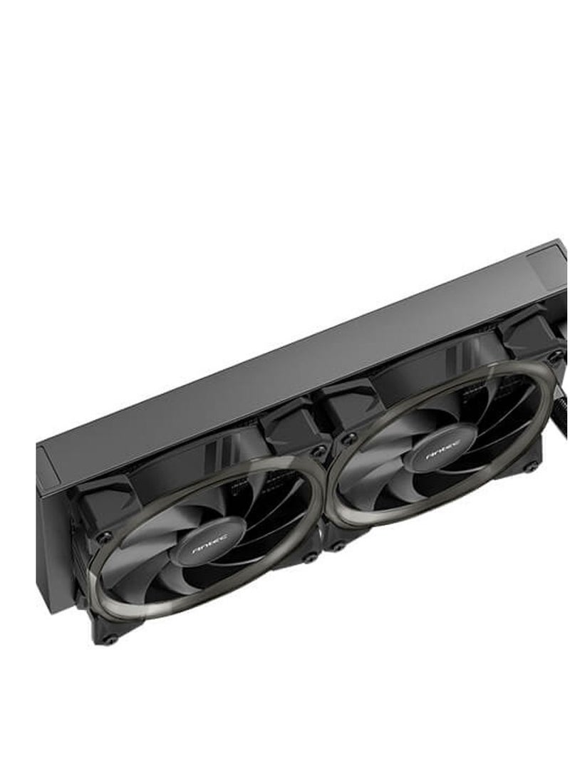 ANTEC Vortex 240 AIO ARGB CPU Liquid Cooler, 600~2000 RPM Fan Speed, 57.93 CFM Fan Airflow, Hydraulic Bearing Type, Suspended Spiral Pump Head Design, Highly Efficient Cooling Pump, EPDM High-Density Tubing, Superior Fin Density  - Image 4