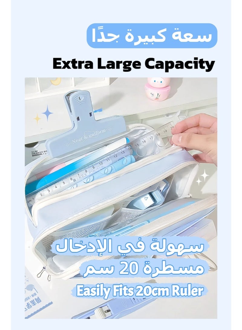 حافظة أقلام عصرية، حافظة قرطاسية متعددة الأقسام، مناسبة للأولاد والبنات لتخزين اللوازم المدرسية - Image 4