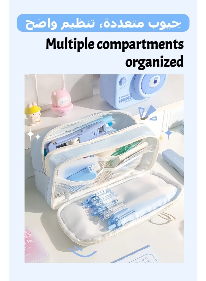 حافظة أقلام عصرية، حافظة قرطاسية متعددة الأقسام، مناسبة للأولاد والبنات لتخزين اللوازم المدرسية - Image 5