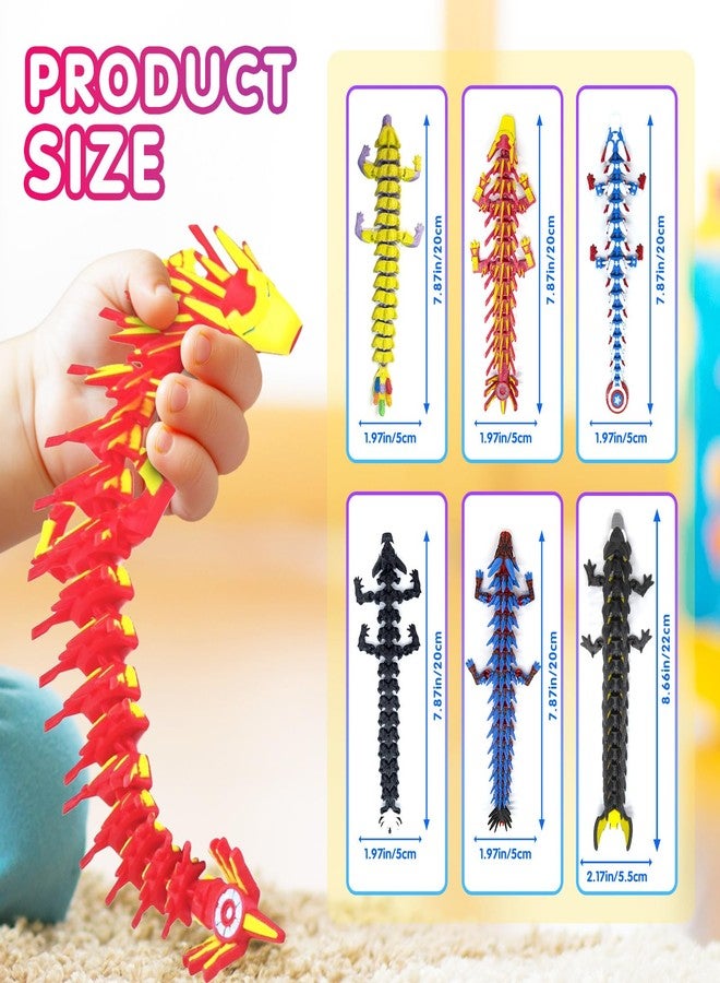 Apear1 6Pcs 3D Printed Hero Dragon, Superhero Themed Dragons Flexible Articulated Toys, Super Theme Hero Birthday Party Supplies, Stress Relief Fidget Toys for Kids Party Favors Gifts - Image 2