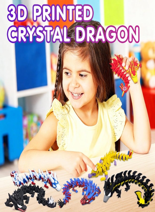 Apear1 6Pcs 3D Printed Hero Dragon, Superhero Themed Dragons Flexible Articulated Toys, Super Theme Hero Birthday Party Supplies, Stress Relief Fidget Toys for Kids Party Favors Gifts - Image 5