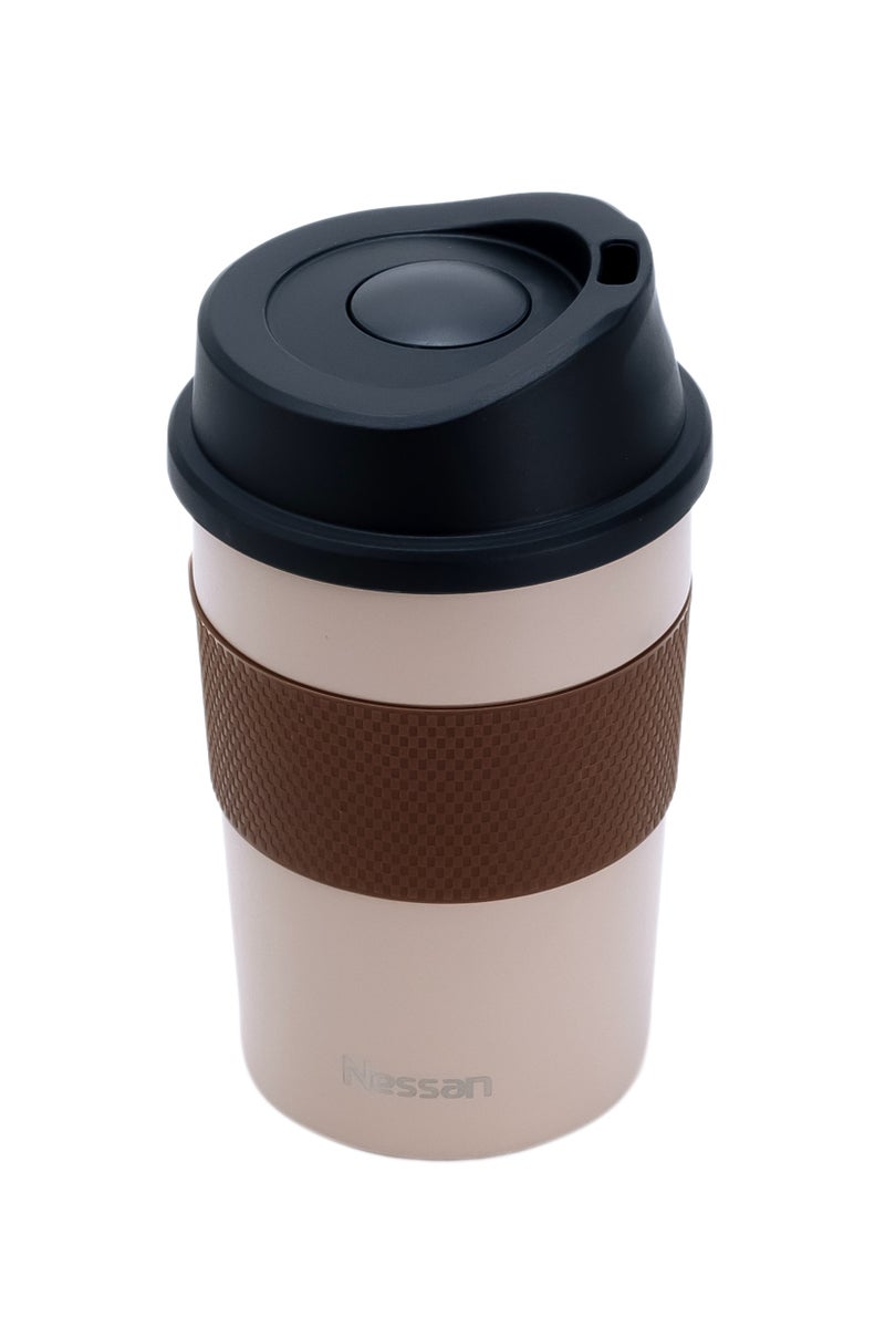 Nessan كوب مزدوج الجدار عالي الفراغ 360 مل مع مطاط سيليكون، بني - Image 2
