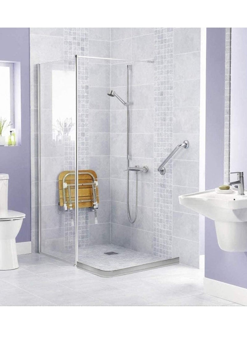 Collapsible Threshold Water Dam Self-Adhesive Shower Barrier Bathroom And Kitchen Stopper, Home Retention System, Waterproof Flow Block Seal Strip Gray 1.2M - Image 2