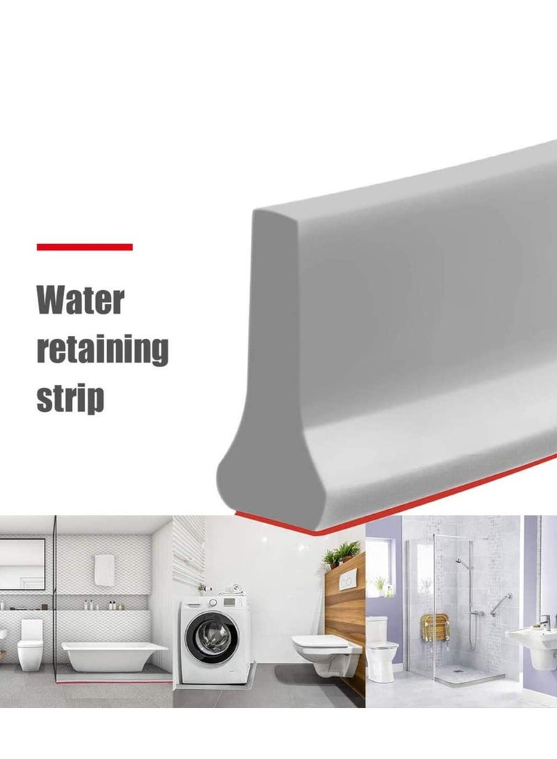 Collapsible Threshold Water Dam Self-Adhesive Shower Barrier Bathroom And Kitchen Stopper, Home Retention System, Waterproof Flow Block Seal Strip Gray 1.2M - Image 4