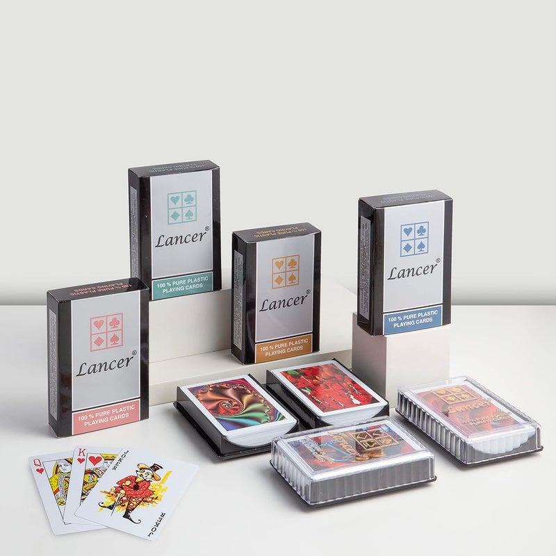 lancer - PVC Playing Cards Pack of 3, 100% Pure Plastic Multicolor Cards Packed in Individual Containers - Image 4