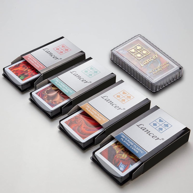 lancer - PVC Playing Cards Pack of 3, 100% Pure Plastic Multicolor Cards Packed in Individual Containers - Image 5