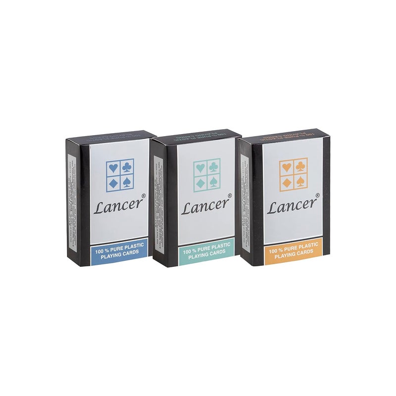 lancer - PVC Playing Cards Pack of 3, 100% Pure Plastic Multicolor Cards Packed in Individual Containers - Image 1