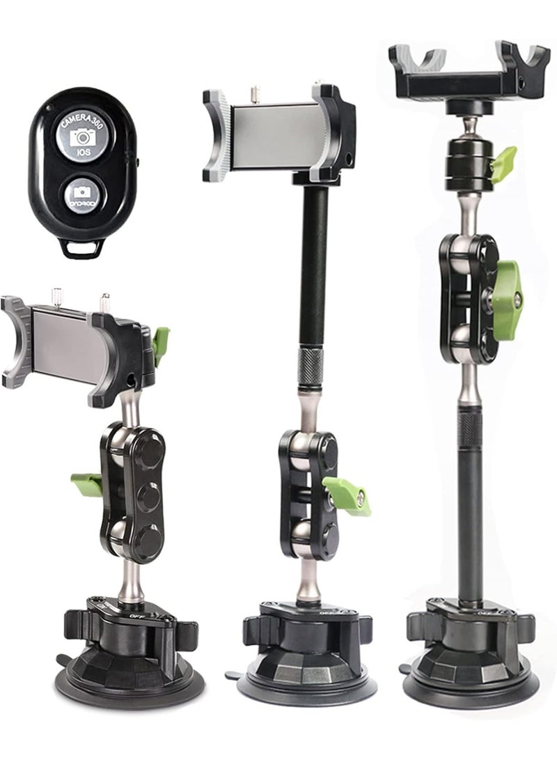 Car Phone Mount for Video Recording  Universal Magic Arm Suction Holder for Windshield Dashboard & Vlog Shooting Compatible with All Smartphones - Image 1