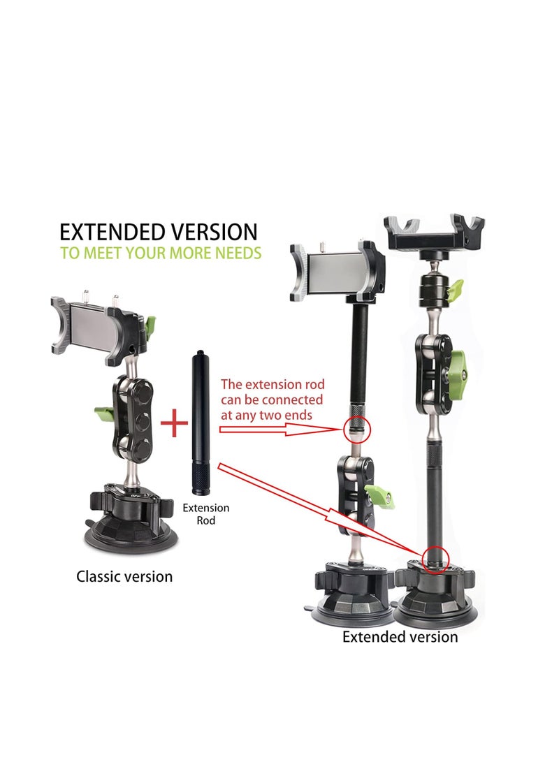 Car Phone Mount for Video Recording  Universal Magic Arm Suction Holder for Windshield Dashboard & Vlog Shooting Compatible with All Smartphones - Image 2