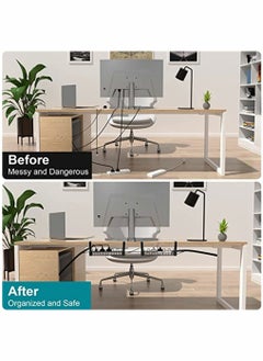HomarKet Under Desk Cable Management Tray Super Sturdy Desk Wire Management Organizer Clamp Install Metal Cord Management Rack Perfect for Office Home 12.99 inch Cable Tray Basket Black  - Image 5