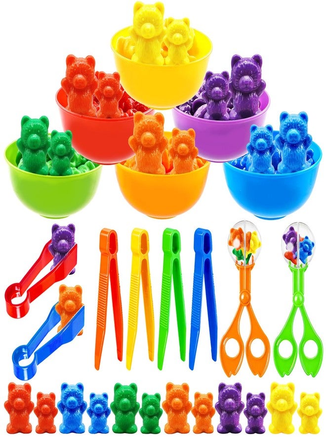 Bbiamsleep Rainbow Counting Bears Set, 105 Pcs Color Sorting Bear Counters Fine Motor Skills Sensory Bin Tools Light Table Manipulatives for Sorting Counting Training - Image 1
