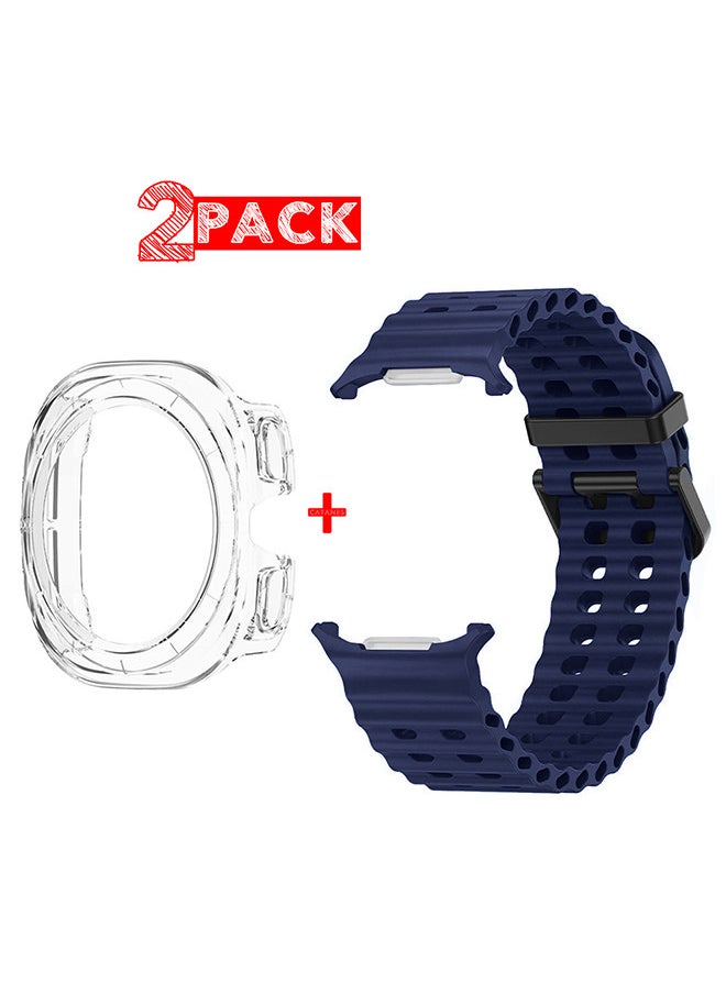 CATANES (for Samsung Galaxy Watch 7 Ultra 47mm) 2 Packs Silicone Band and Case, Soft Ocean Silicone Sport Strap Replacement Accessory  - Image 1
