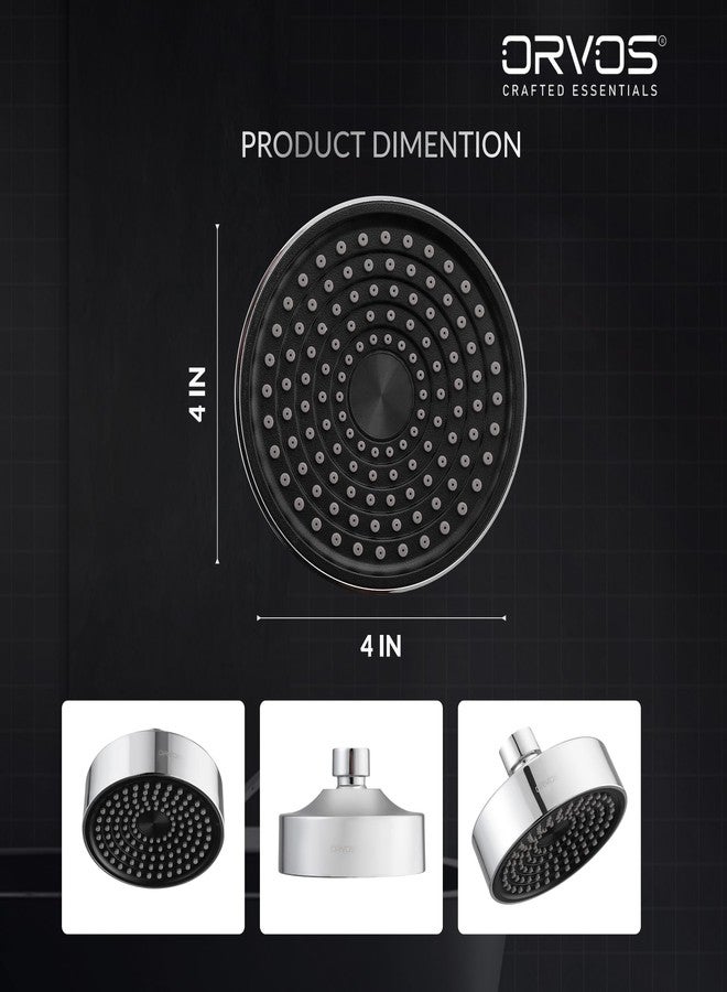 Orvos Overhead shower Single Mode - Orbit, Rounded, Chrome Plated With High Grade Korean ABS material from LG, Black Color, 4x4 inches, head only - Image 5