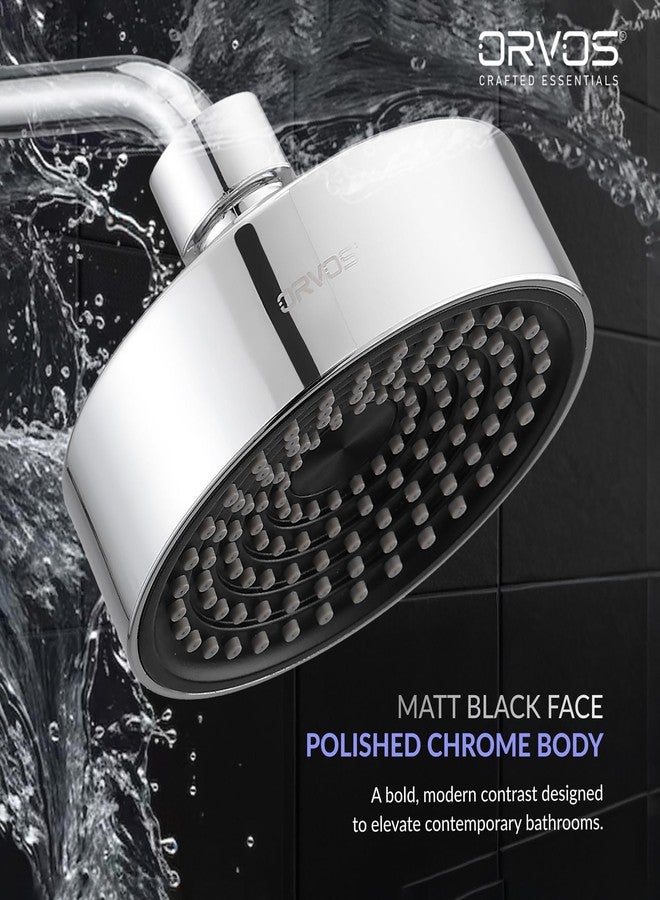 Orvos Overhead shower Single Mode - Orbit, Rounded, Chrome Plated With High Grade Korean ABS material from LG, Black Color, 4x4 inches, head only - Image 3