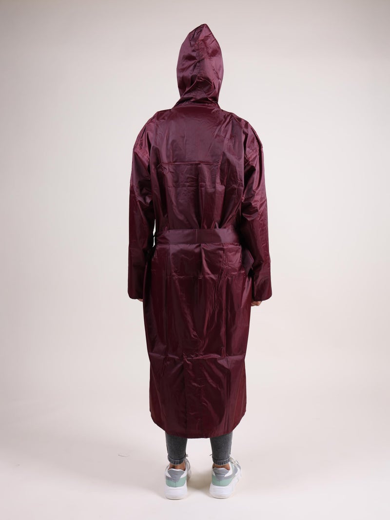 Rupa Women Plain Waterproof Rain Coat in Polyester fabric with Adjustable Hood & Flap-Covered Zip - Image 4