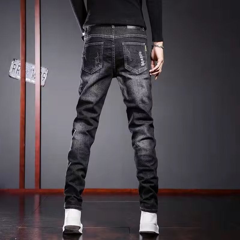 Men'S Pants New Arrival Black Casual Pants Korean Style Trendy All-Match Rapped Slim-Fit Denim Trousers For Men - Image 5