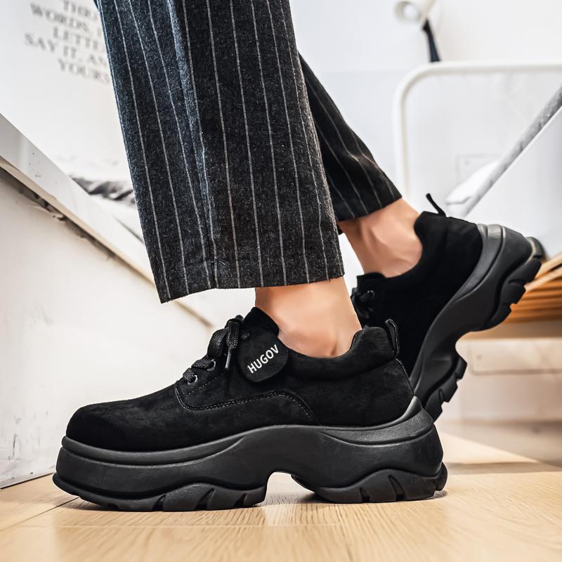 Autumn New Men'S Casual Versatile Derby Shoes Thick-Soled Height-Increasing Large Leather Shoes Fashionable Trendy Men'S Shoes - Image 4