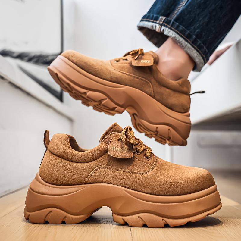 Autumn New Men'S Casual Versatile Derby Shoes Thick-Soled Height-Increasing Large Leather Shoes Fashionable Trendy Men'S Shoes - Image 2