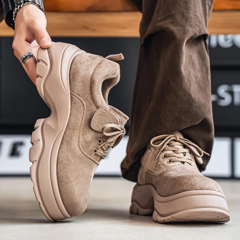 Autumn New Men'S Casual Versatile Derby Shoes Thick-Soled Height-Increasing Large Leather Shoes Fashionable Trendy Men'S Shoes - Image 1