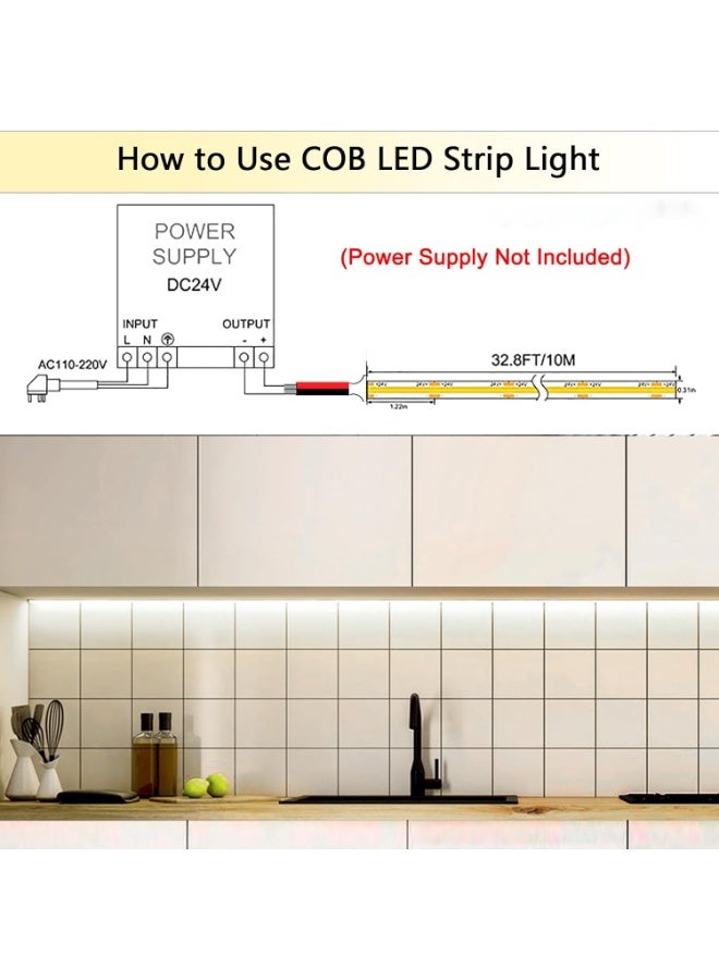 Panasonic 24V COB LED Strip 5m Neutral White 4000K LED Strip Light With Driver, Self-Adhesive, Indoor And Outdoor Lighting Home Decoration With Transformers - Image 3